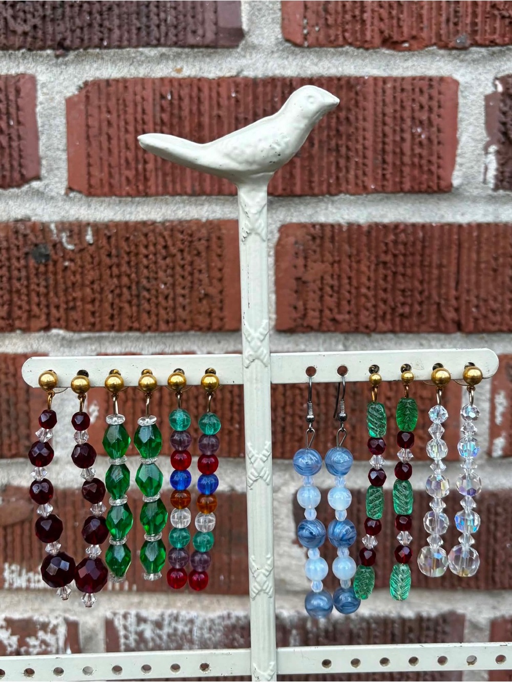 Mixed Jewelry beaded Earrings Lot of 6 Pairs Hand Made Acrylic Dangles